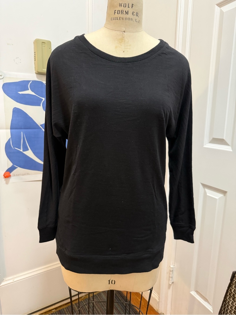 rag & bone Black Crewneck Long-Sleeve Sweatshirt